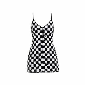 Lily Rose Black and White Checkered Mini Dress